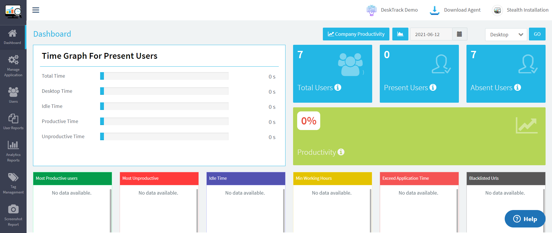 DeskTrack’s Dashboard