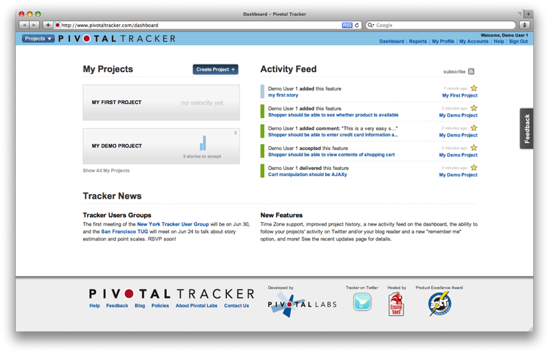 pivotal tracker dashboard