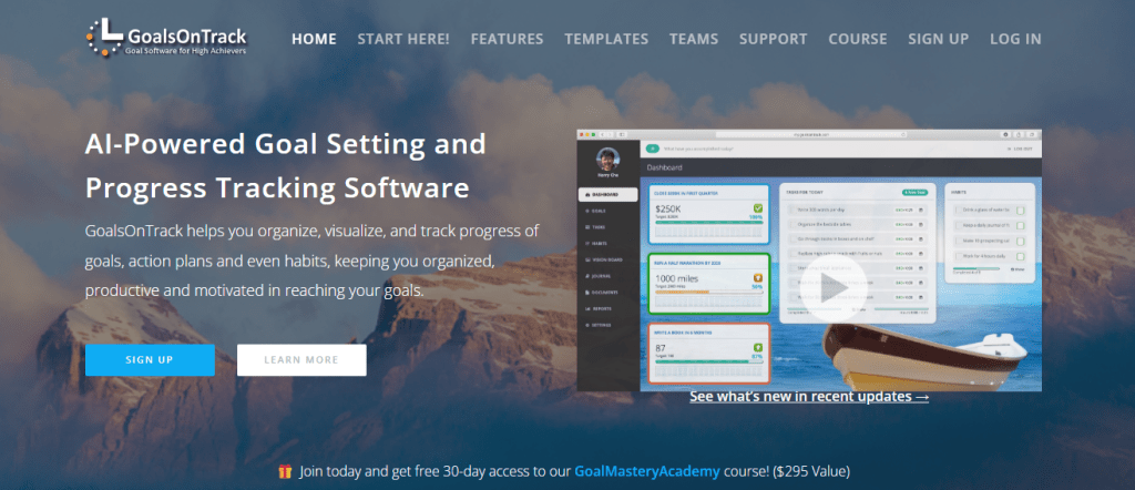 GoalsOnTrack - Goal Tracking Software