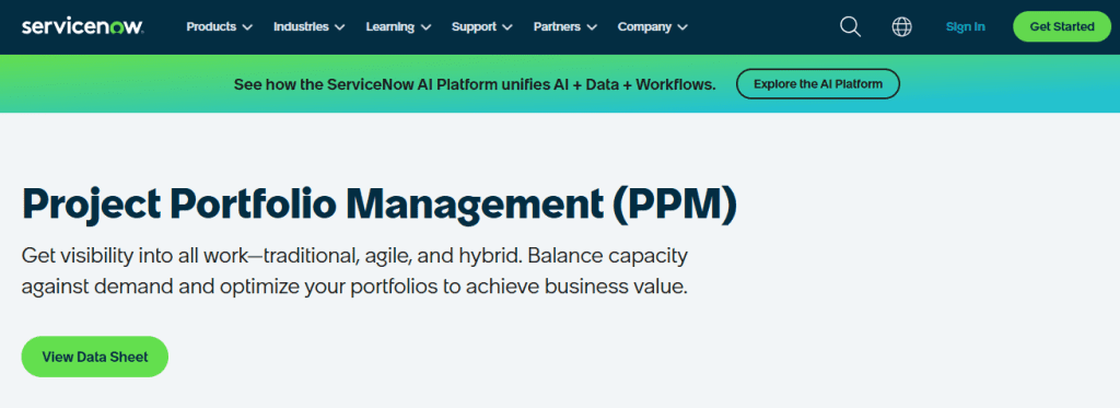ServiceNow Project Portfolio Management