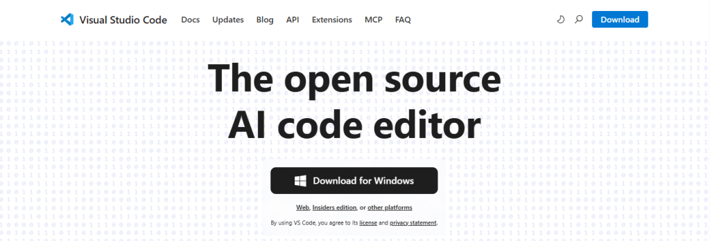 Visual Studio Code dashboard
