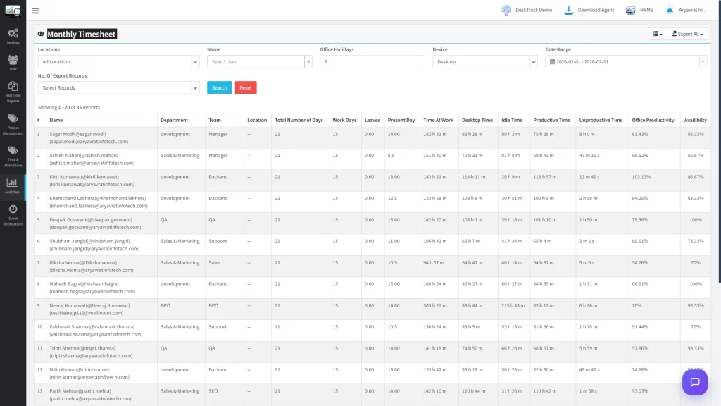 Monthly Timesheet