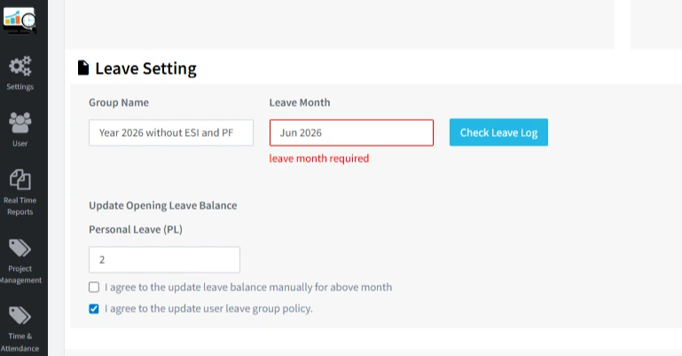 leave setting