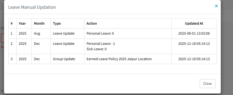 leave updation