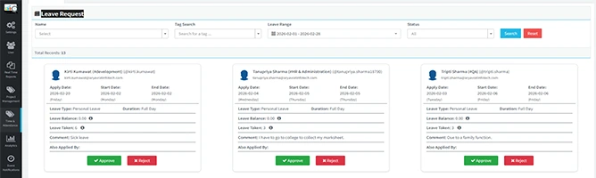 Leave Management UI Screenshot