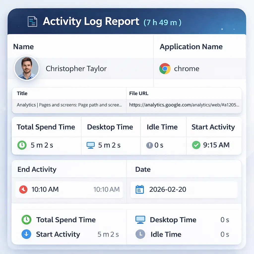 Activity log report