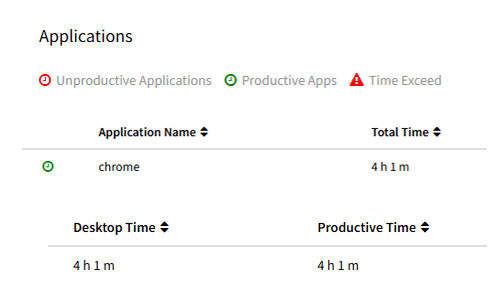 Application usage report