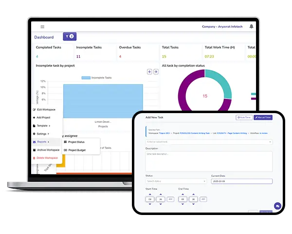 Employee Project Management Software Dashboard