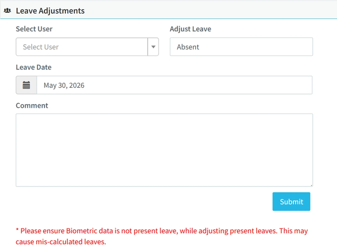 leave adjustment